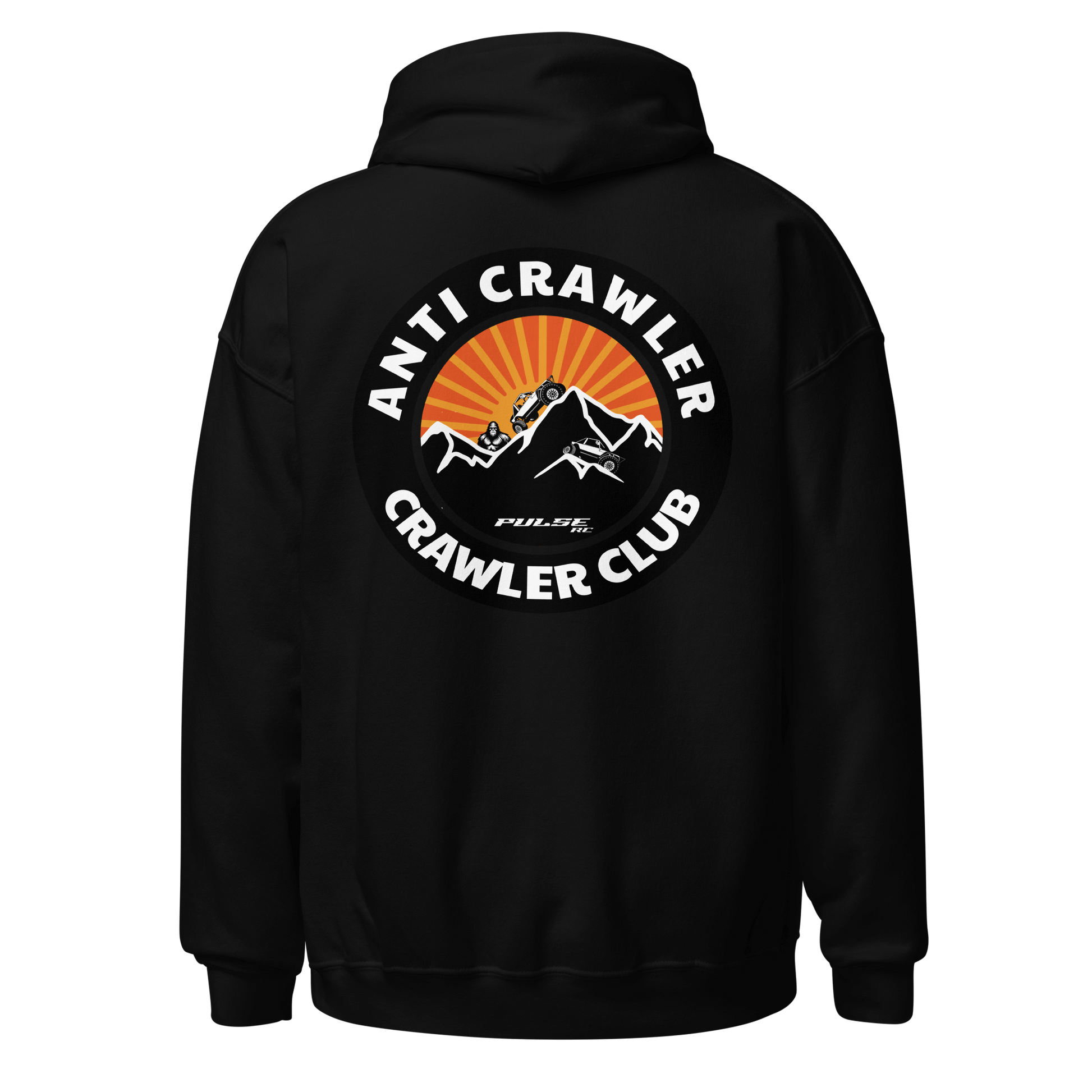 Anti Crawler Crawler Club Hoodie for RC Racing Enthusiasts - Rear View with Bold Design