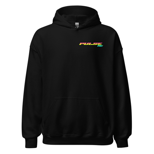 Retro Pulse RC Hoodie for RC Racing Enthusiasts - Black Vintage RC Apparel for Off-Road Racing and Remote Control Car Hobbyists