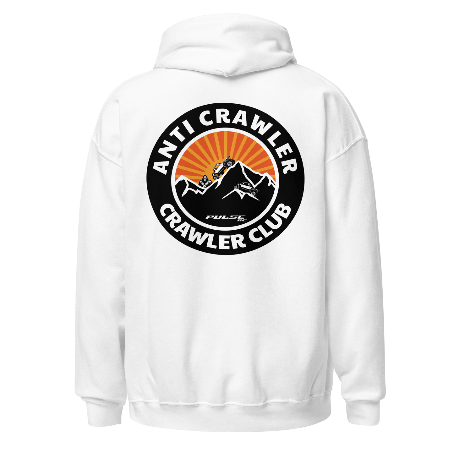 Anti Crawler Crawler Club Pulse RC Hoodie for off-road racing and RC enthusiasts, featuring bold design for RC racing community and hobbyists.